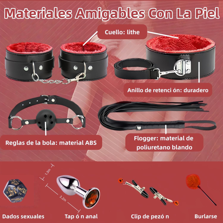 ست بی دی اس ام 11 تیکه + ویبراتور بزرگ و پلاگ استیل و تاس ( ارباب و برده ) bdsm کد 755