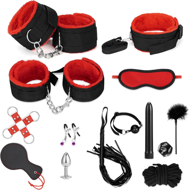 ست بی دی اس ام 11 تیکه + ویبراتور بزرگ و پلاگ استیل و تاس ( ارباب و برده ) bdsm کد 755